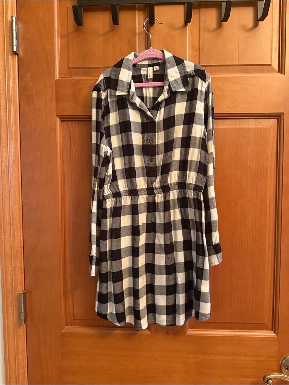 SO Black & White Plaid Long-Sleeve Shirt Dress
